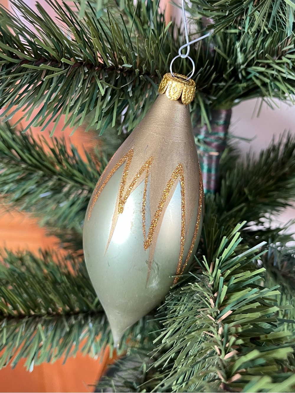 Gold-Tone Teardrop Holiday Ornament